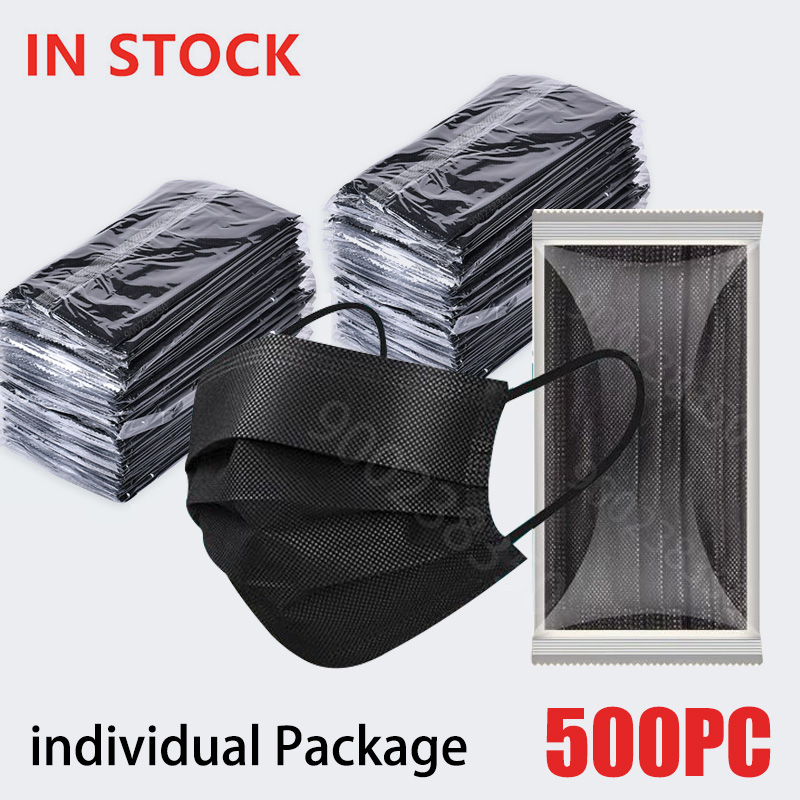 Black Face Mask Pack - 10-500 Adet Yetişkin Maskesi Tek Kullanımlık