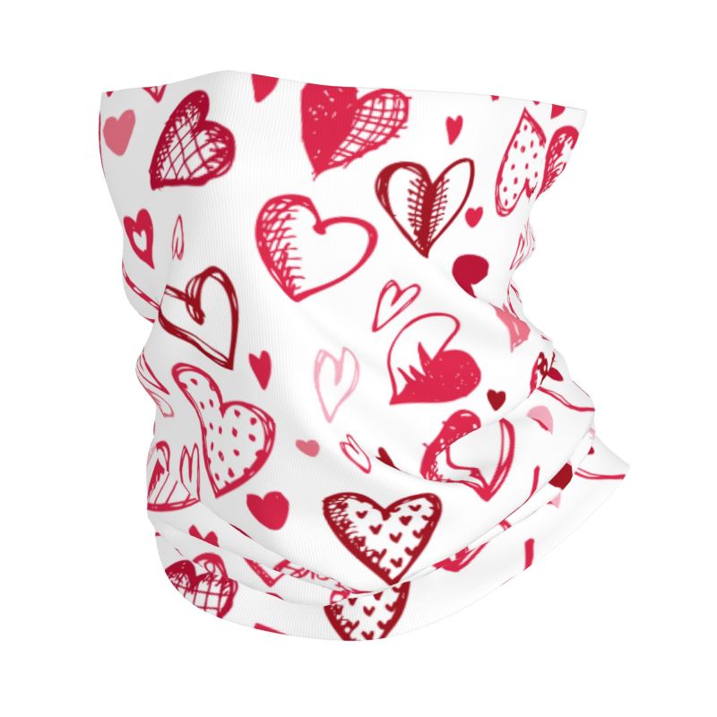 Neck Gaiter Face Cover - Pembe Kırmızı Aşk Kalpleri Bandana Boyun