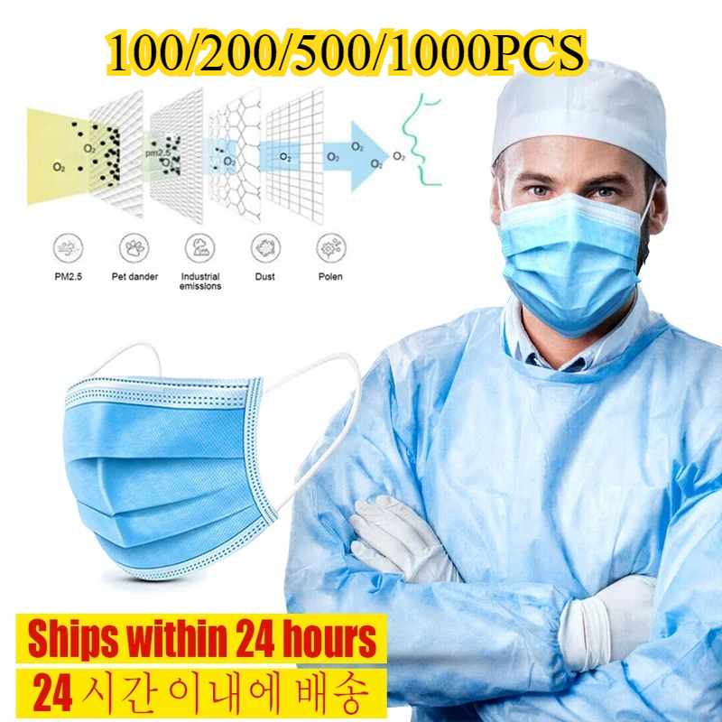Disposable Mask Blue - 3 Katmanlı Tek Kullanımlık Yüz Maskesi-Toz