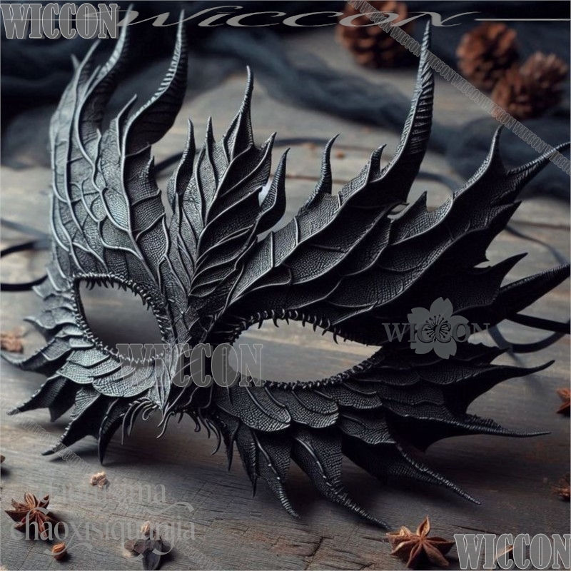 Black Face Mask Pack - Siyah Dragonscale Maskeli Balo Maskesi Cosplay